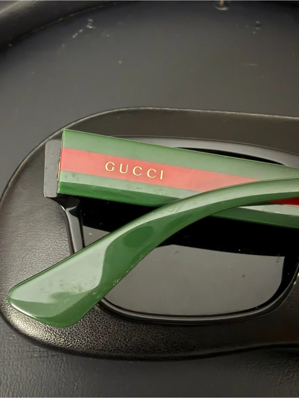 Gucci Green and Red Logo-Striped Sunglasses